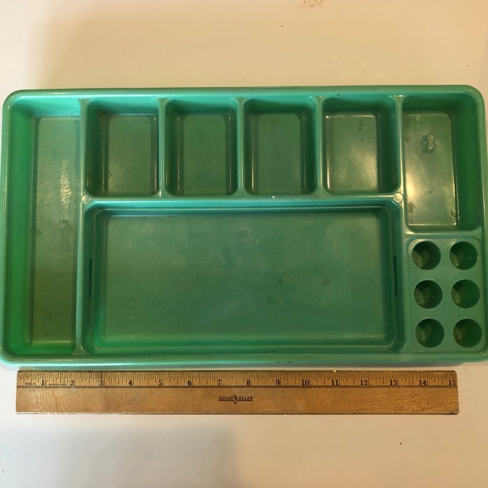 Vintage Green Plastic Vanity Tray